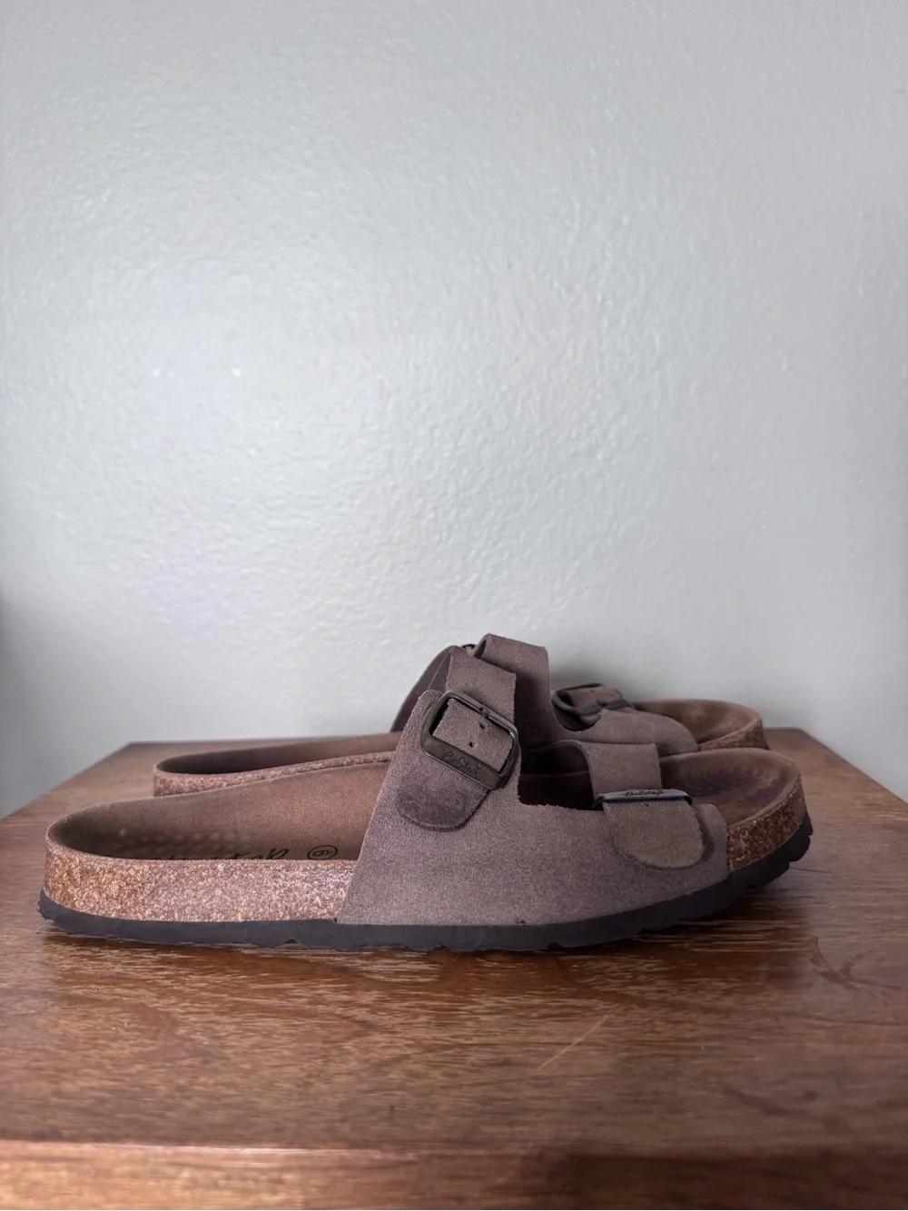 BioStep Brown Suede Leather Slide On Sandals Size 9